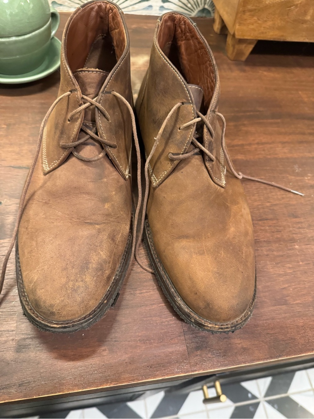 Johnston & Murphy Tan Brown Leather Chukka Boots